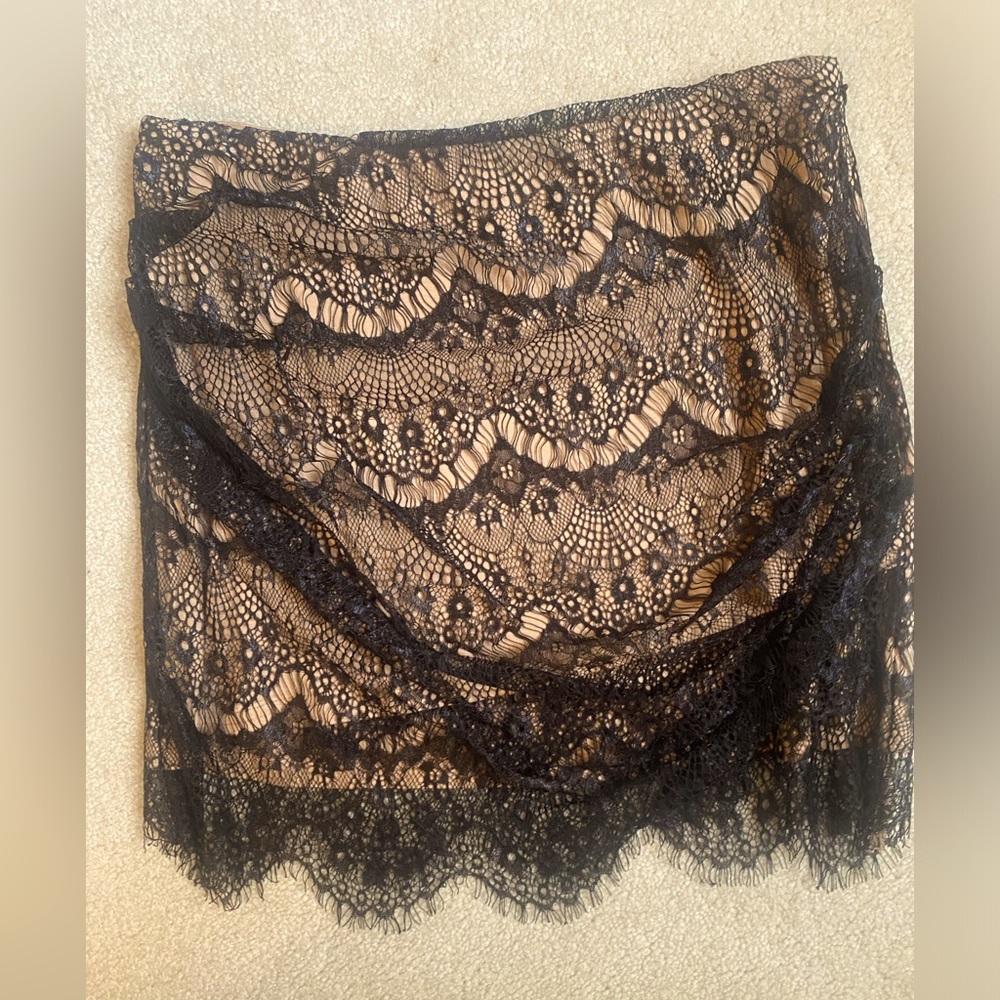 Free People black lace mini skirt
